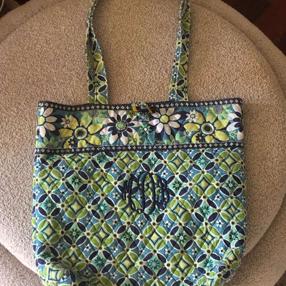 Vera Bradley Green and Blue Floral Tote Bag